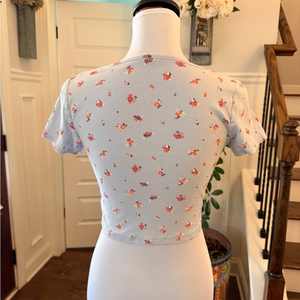 Cotton On NWOT Sammie Scoop Neck Short Sleeve Floral Button Up - Lavender - Picture 6 of 10